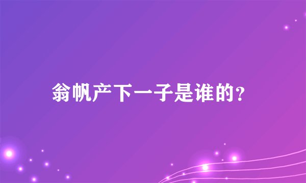 翁帆产下一子是谁的?